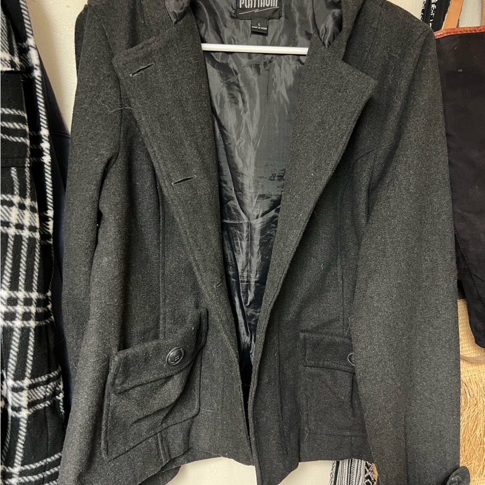 Gray Wool Button Coat